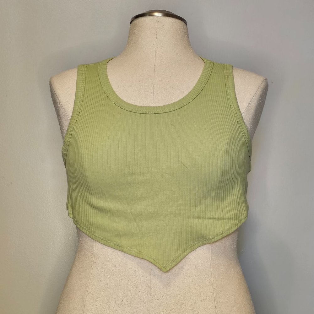 Ribbed cotton bandana hem crop tank top